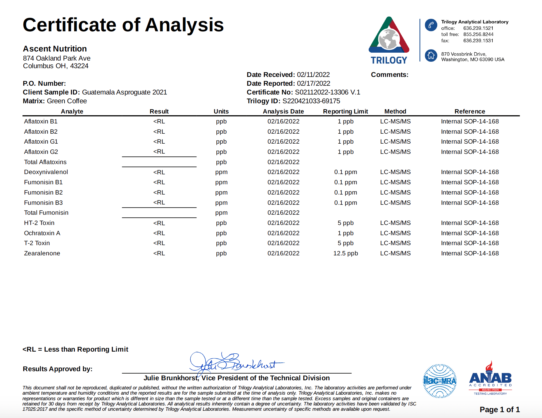 Ascent Organic Mycotoxin Tested Coffee, 12 oz Bag