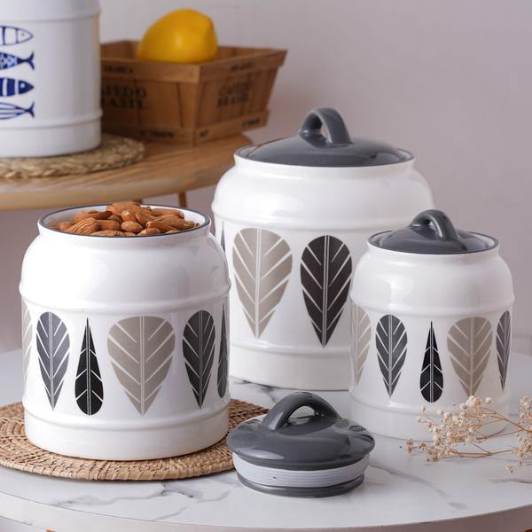 Black Feather Air Tight Jars by Izhar Studio- CA