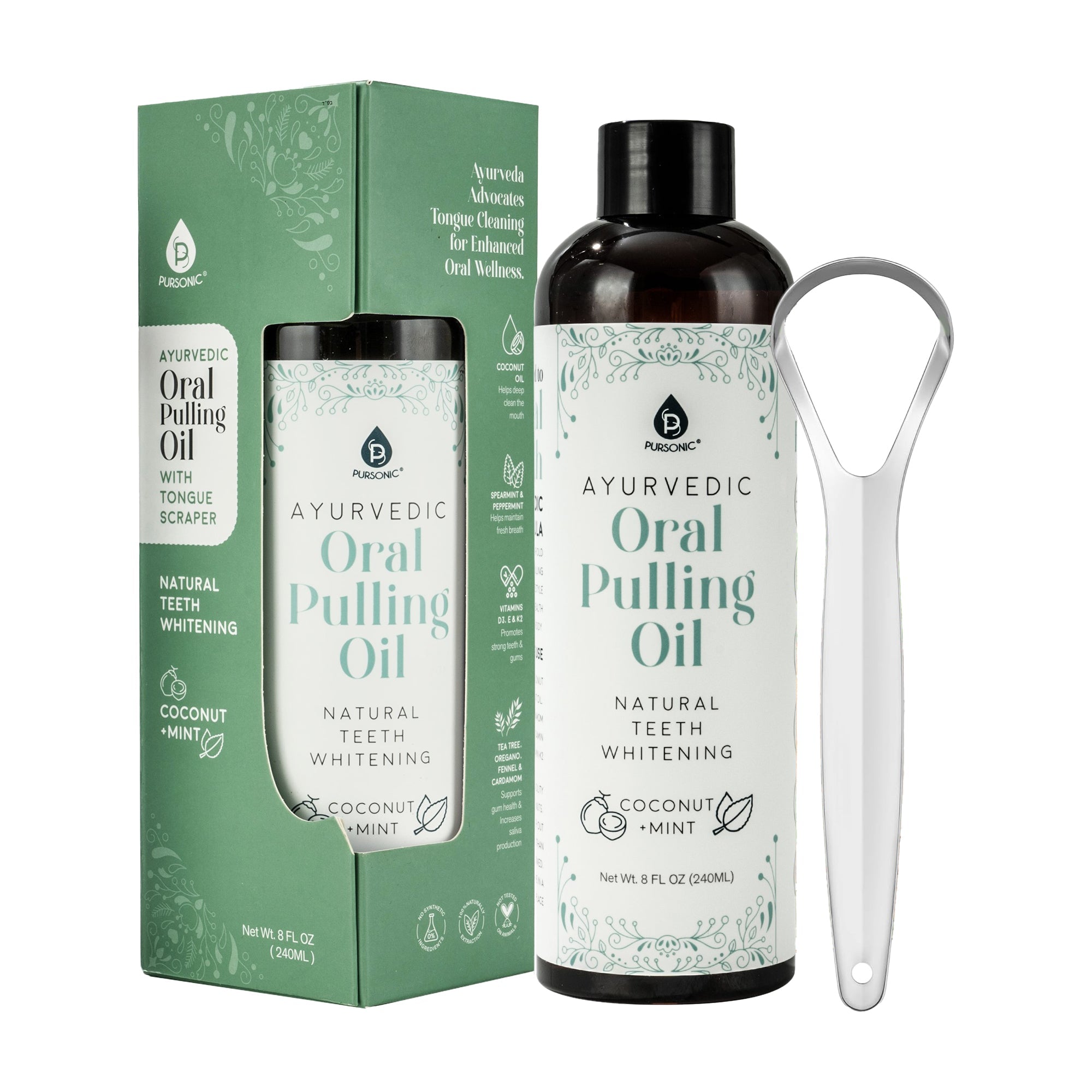 Oral Pulling Oil with Tongue Scraper