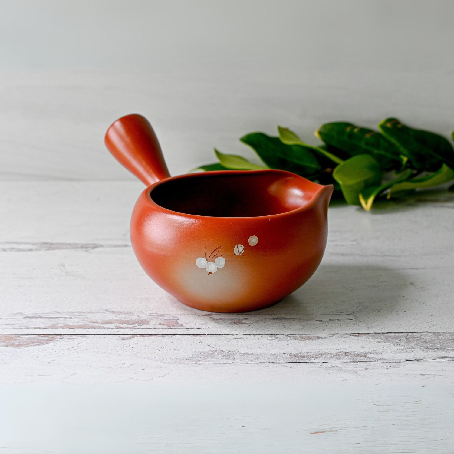 Red Flowers Matcha Bowl with Spout Set by Aprika Life