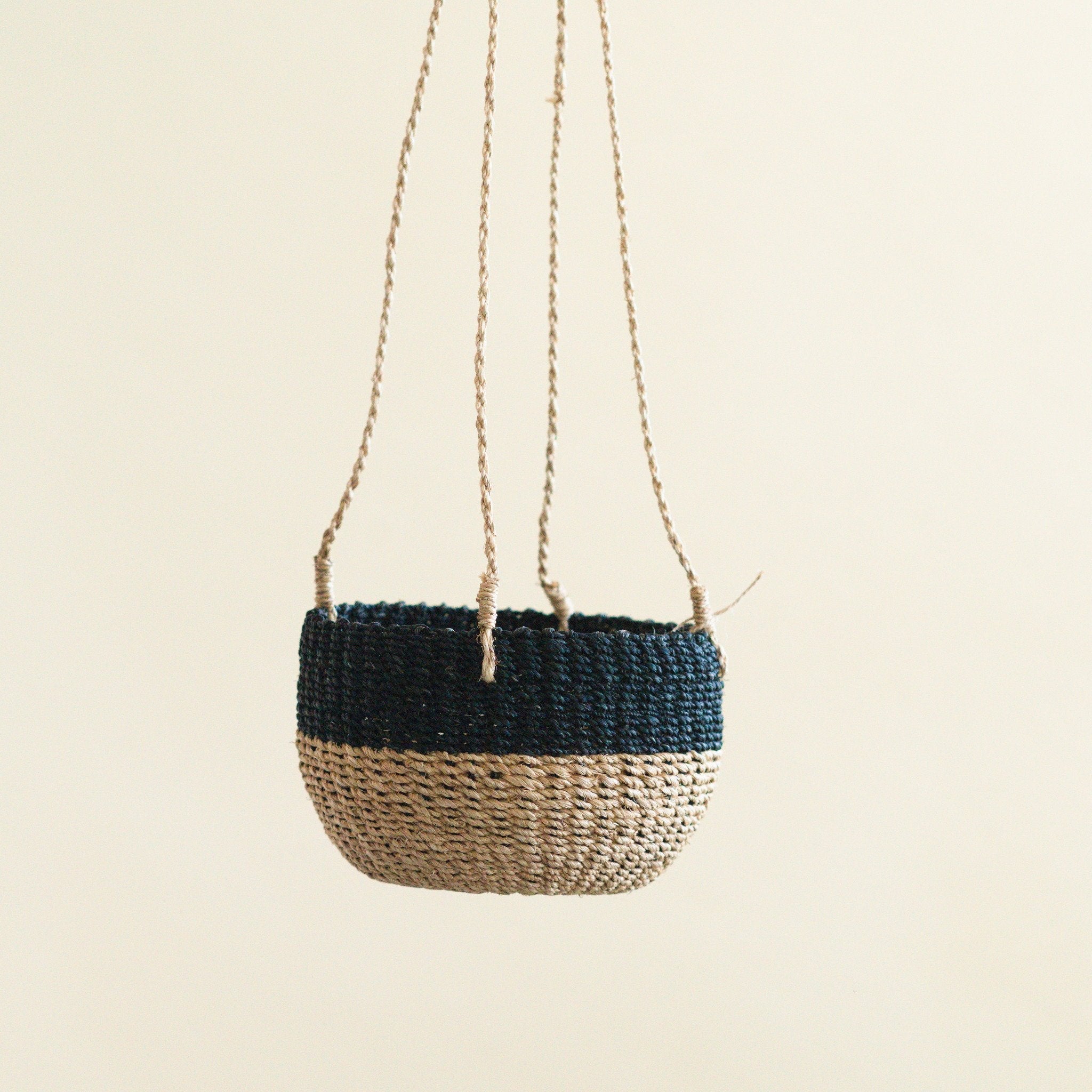 Natural + Black Colorblock Hanging Planter - Hanging Basket | LIKHÂ by LIKHÂ